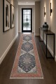 Lacivert Mutfak Halısı Alternatifi Klasik Desenli Saçaklı Kilim Yolluk
