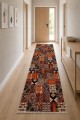 Kırmızı Mutfak Halısı Alternatifi Bohem Geometrik Desenli Saçaklı Kilim Yolluk