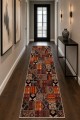Kırmızı Mutfak Halısı Alternatifi Bohem Geometrik Desenli Saçaklı Kilim Yolluk