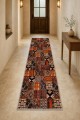 Kırmızı Mutfak Halısı Alternatifi Bohem Geometrik Desenli Saçaklı Kilim Yolluk