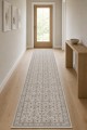 Açık Gri Klasik Çiçek Desenli Kilim Yolluk Ve Gri Mutfak Halısı Alternatifi