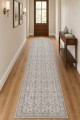 Açık Gri Klasik Çiçek Desenli Kilim Yolluk Ve Gri Mutfak Halısı Alternatifi