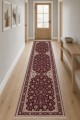 Bordo Mutfak Halısı Arayanlar İ̇̇çin Klasik Çiçek Desenli Saçaklı Kilim Yolluk
