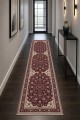 Bordo Mutfak Halısı Arayanlar İ̇̇çin Klasik Çiçek Desenli Saçaklı Kilim Yolluk