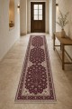 Bordo Mutfak Halısı Arayanlar İ̇̇çin Klasik Çiçek Desenli Saçaklı Kilim Yolluk