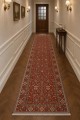 Kırmızı Mutfak Halısı Arayanlar İ̇̇çin Klasik Çiçek Desenli Saçaklı Kilim Yolluk