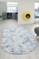 Mavi Kaymaz Tabanlı Kabartmalı Oval Yolluk Halı VZ8004O