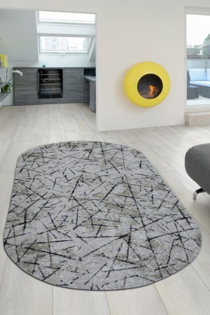 Vizon Kaymaz Tabanlı Kabartmalı Oval Yolluk Halı VZ8005O