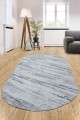 Antrasit Kaymaz Tabanlı Kabartmalı Oval Yolluk Halı YM9020O