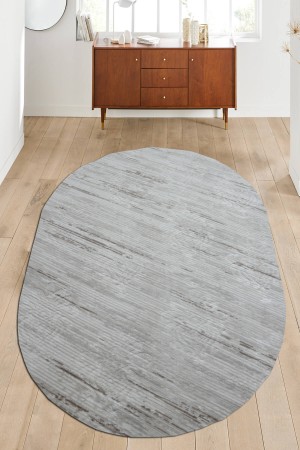 Bej Kaymaz Tabanlı Kabartmalı Oval Yolluk Halı YM9021O