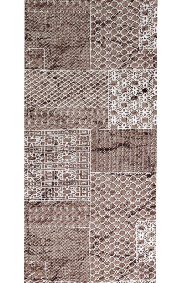 Kahverengi Mutfak Halısı Alternatifi Geometrik Desenli Kaymaz Tabanlı Yolluk Rulo