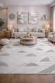 Gri Mutfak Halısı Ve Geometrik Desenli Kaymaz Tabanlı Modern Rulo Yolluk