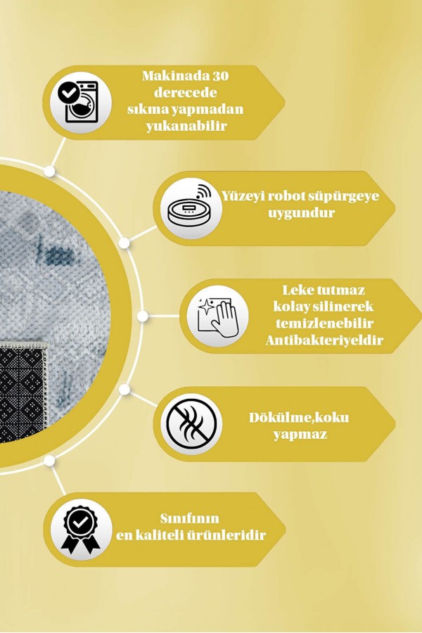 Mavi Kaymaz Taban Kabartmalı Kesme Rulo Yolluk Halı VZ8004