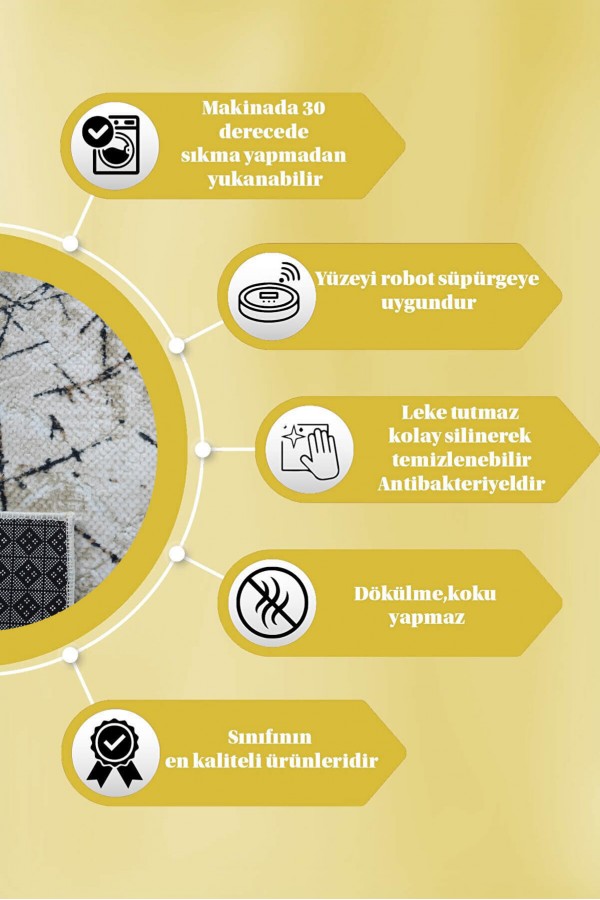 Vizon Kaymaz Taban Kabartmalı Kesme Rulo Yolluk Halı VZ8005