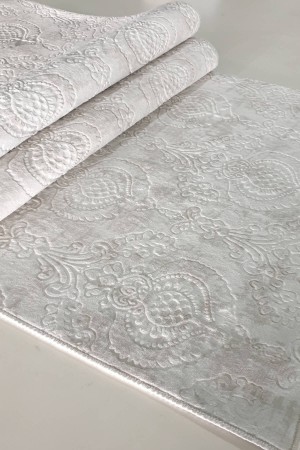Krem Kaymaz Taban Kabartmalı Kesme Rulo Yolluk Halı YM6003