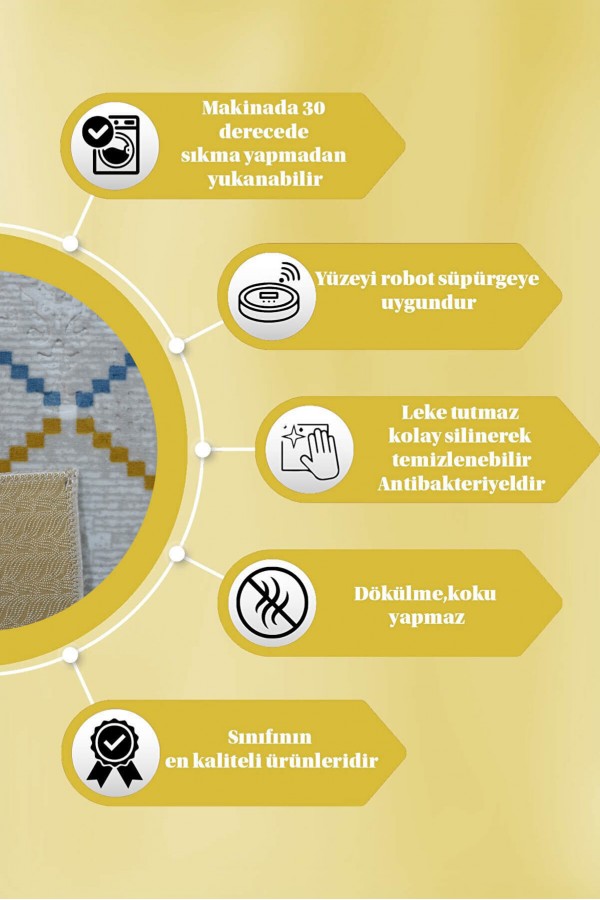 Renkli Kaymaz Taban Kabartmalı Kesme Rulo Yolluk Halı YM9019