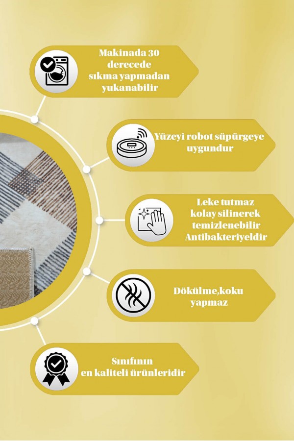 Vizon Kaymaz Taban Kabartmalı Kesme Rulo Yolluk Halı YM9023