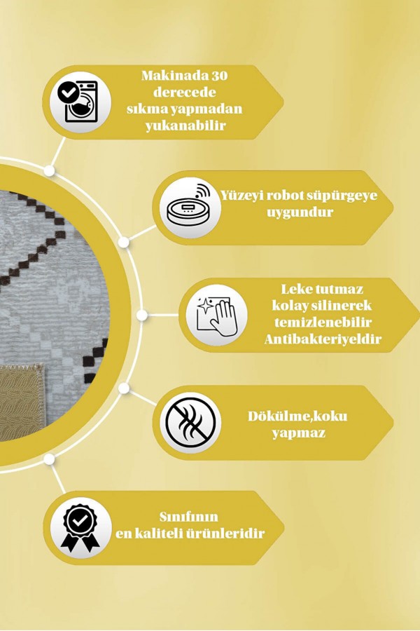 Vizon Kaymaz Taban Kabartmalı Kesme Rulo Yolluk Halı YM9070