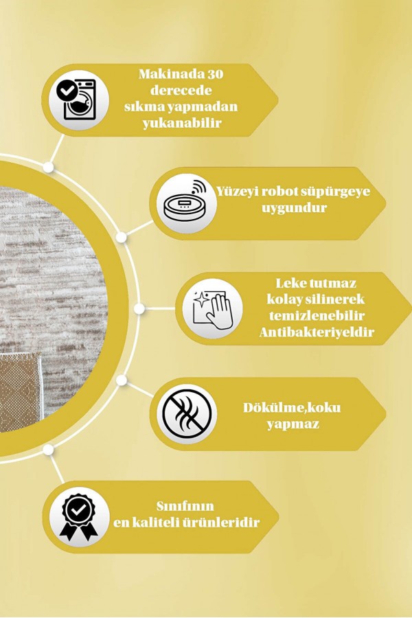 Vizon Kaymaz Taban Kabartmalı Kesme Rulo Yolluk Halı YM9914