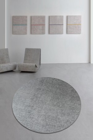 Gri Kaymaz Tabanlı Özel Ölçü Düz Yuvarlak Halı VZ1029Y