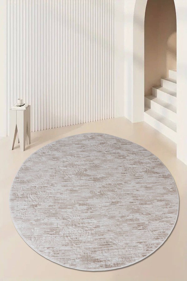Vizon Kaymaz Tabanlı Kabartmalı Yuvarlak Halı YM9914Y