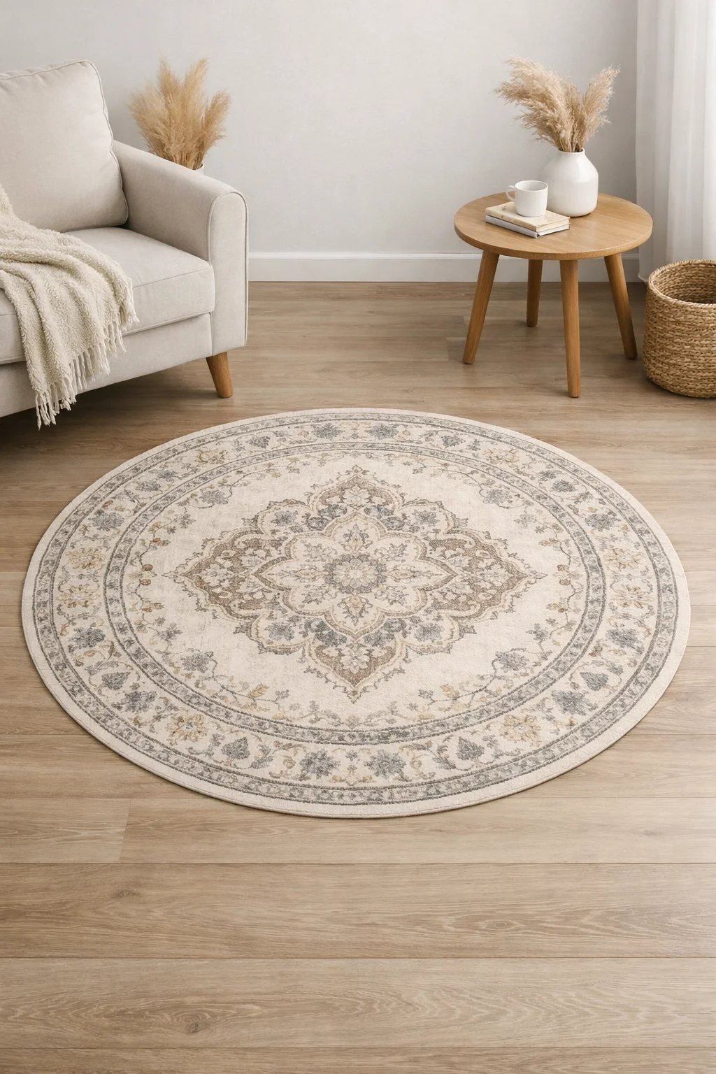 120 cm yuvarlak halı dekorasyonu