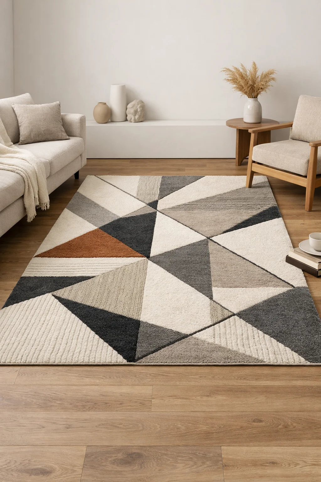 Geometrik desenli modern halı modeli