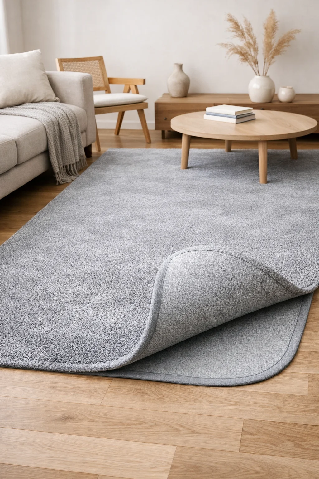 Gri jel taban halı modern yaşam alanında