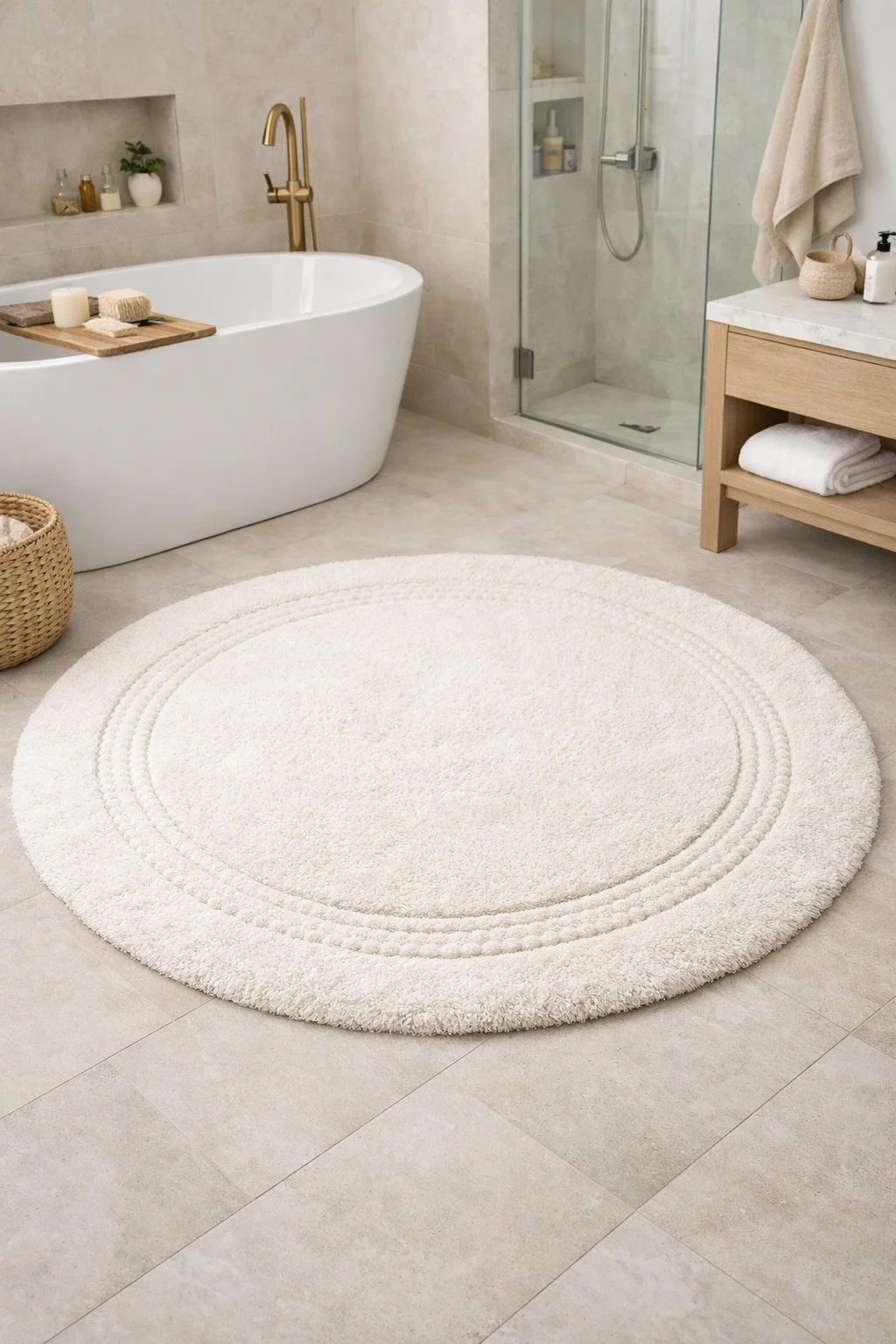 Yuvarlak banyo halısı 150x150 geniş banyo zemini