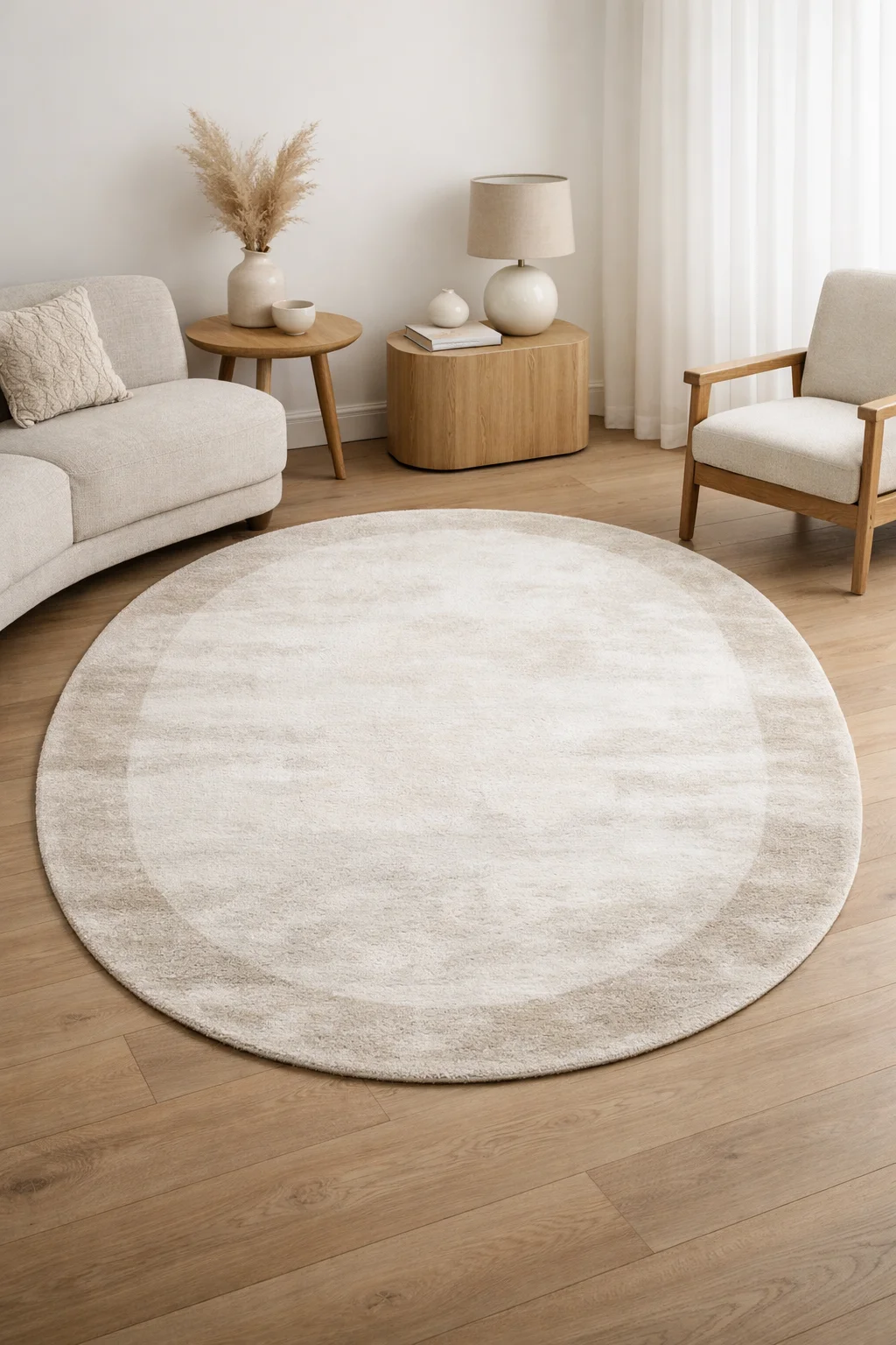 Modern dekorasyonda yuvarlak oval halı modelleri